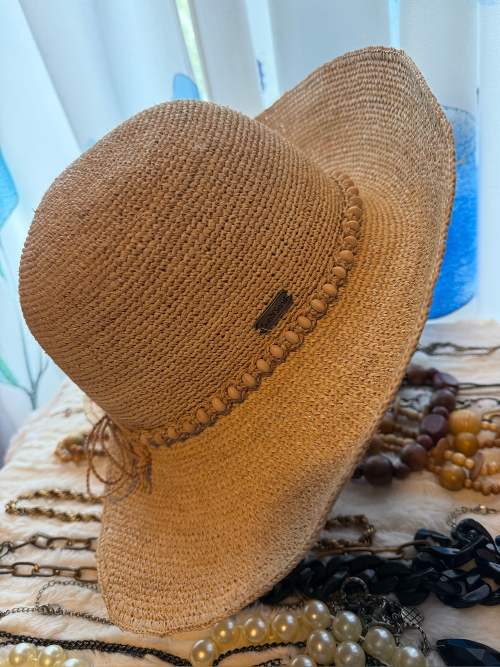 Sun N Sand Women’s Wide Brim Woven Sun Hat UPF 50+ Natural Tan